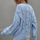 Cable-Knit Openwork Round Neck Sweater
