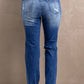 Distressed High-Rise Jeans with Pockets