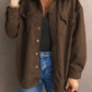 Suede Snap Front Dropped Shoulder Jacket