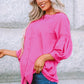 Polka Dot Three-Quarter Puff Sleeve Blouse