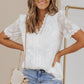 Applique Lace Trim V-Neck Blouse