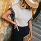 Contrast Round Neck Short Sleeve Knit Top