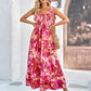 Floral Tie-Shoulder Frill Trim Smocked Dress