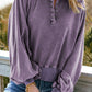 Quarter-Snap Collared Lantern Sleeve Sweatshirt