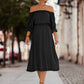 Frilled Off-Shoulder Flounce Sleeve Dress
