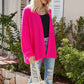 Rib-Knit Open Front Drop Shoulder Cardigan
