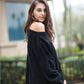 Openwork Boat Neck Sweater with Scalloped Hem