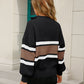 Striped Quarter-Zip Lantern Sleeve Sweater