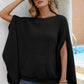 Waffle-Knit Cloak Sleeve Pocket Sweater