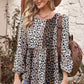 Animal Print Patchwork Balloon Sleeve Blouse
