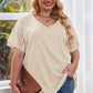 Plus Size Spliced Lace V-Neck Top