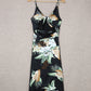 Floral Tied Cutout Split Spaghetti Strap Dress