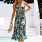 Floral Tied Cutout Split Spaghetti Strap Dress