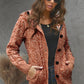 Cable-Knit Fleece Lining Button-Up Hooded Cardigan