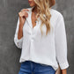 Textured Johnny Collar Three-Quarter Sleeve Blouse