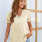 Swiss Dot Lace Trim Flounce Sleeve Blouse