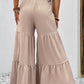 Drawstring Waist Tiered Flare Culottes