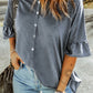 Button Front Flounce Sleeve Tee