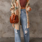 Floral Pattern Ribbed Trim Cardigan