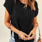 Cable-Knit Side Slit Sweater Vest