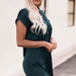 Notched Neck Cuffed Sleeve Mini Dress