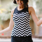 Full Size Chevron Print Ruched Tankini Set