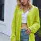 Rib-Knit Open Front Drop Shoulder Cardigan