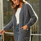 Mixed Knit Open Front Longline Cardigan