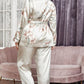 Plus Size Floral Belted Robe and Pants Pajama Set