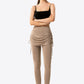 Drawstring Ruched Faux Layered Yoga Leggings