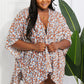Printed Open Front Three-Quarter Sleeve Cover Up