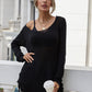 Drawstring Detail Open Back Scoop Neck Knit Top
