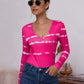 Tie-Dye Plunge Long Sleeve Top
