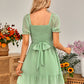 Tied Ruffle Hem Smocked Reversible Dress