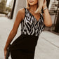 Two-Tone Sequin Sleeveless Plunge Maxi Dress