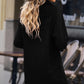 Button Front Curved Hem Raglan Sleeve Shirt Dress