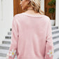 Floral Ribbed Trim Drop Shoulder Cardigan