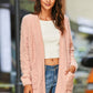 Mixed Knit Open Front Longline Cardigan