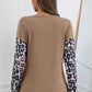 Leopard Patch Color Block Ribbed Top