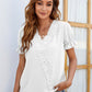 Swiss Dot Lace Trim Flounce Sleeve Blouse