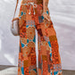 Bohemian Patchwork Drawstring Wide Leg Pants