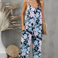 Botanical Print Spaghetti Strap Cropped Jumpsuit