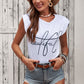 Padded Shoulder Letter Print Tank Top