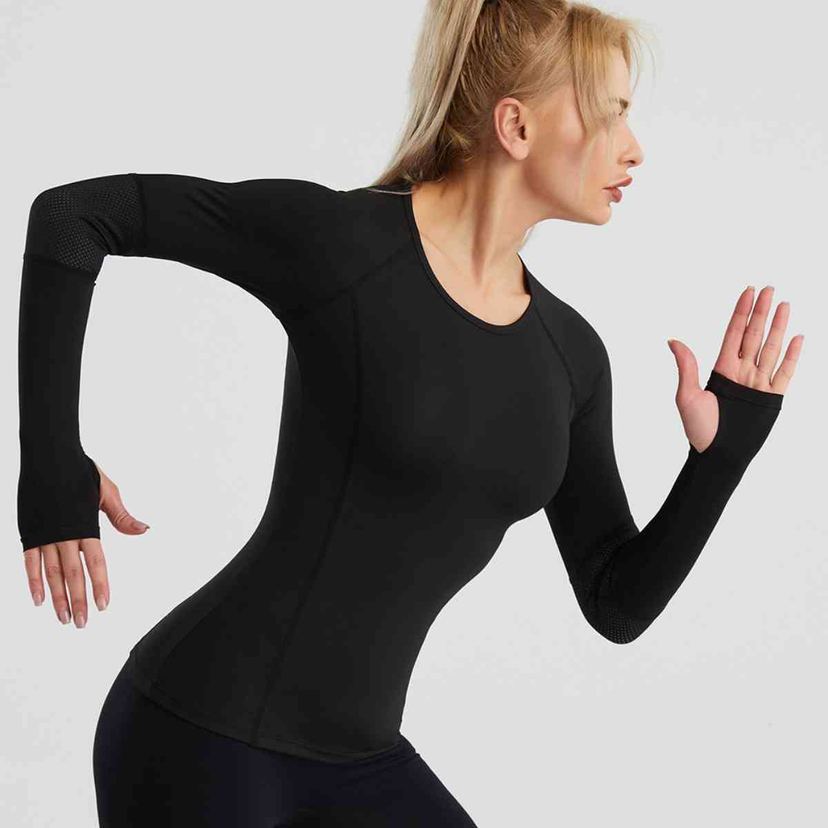 Long Sleeve Round Neck Sports Top