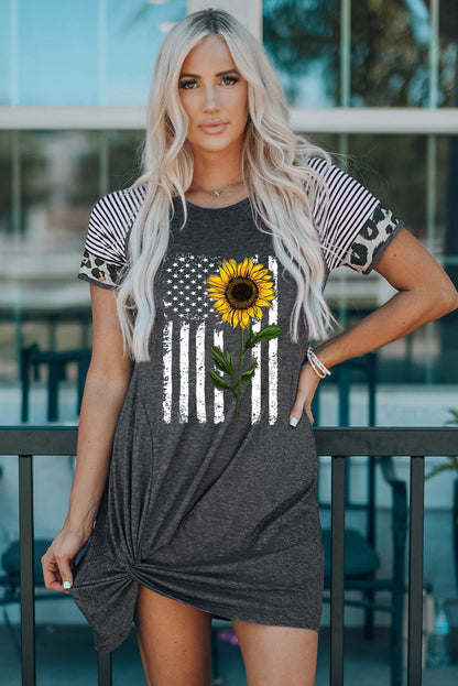 Sunflower Graphic Mixed Print Twisted Dress