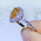 1 Carat Moissanite Contrast Teardrop Ring