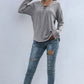 Lace-Up V-Neck Ribbed Top