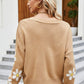 Floral Ribbed Trim Drop Shoulder Cardigan
