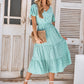 Printed Flutter Sleeve Tiered Dress