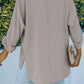 V-Neck Roll-Tab Sleeve Blouse
